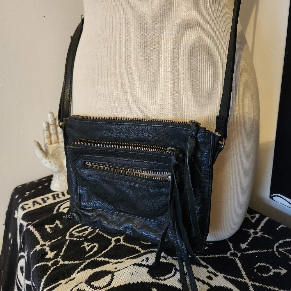 Day & Mood Leather Adjustable Cross Body Bag Purse with Tassle Zipper Pockets